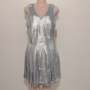 Copper Key NWT all sequin Silver Party Dress kid girl pre-teen size XL